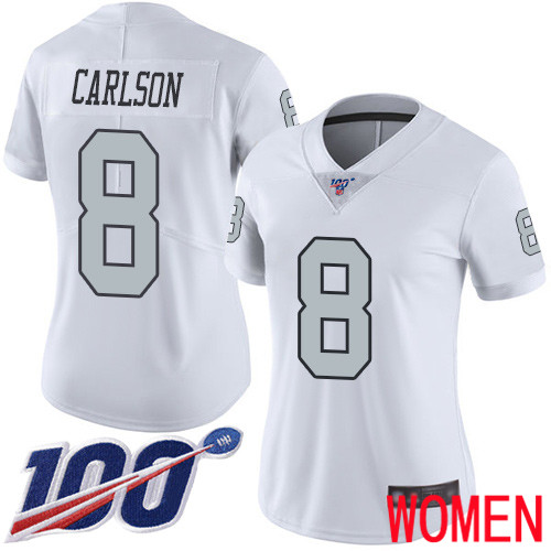 Oakland Raiders Limited White Women Daniel Carlson Jersey NFL Football #8 100th Season Rush Vapor Jersey->youth nfl jersey->Youth Jersey